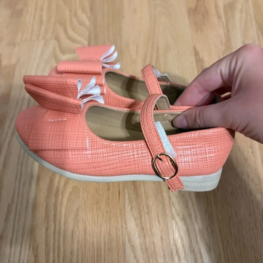 Pipperdoodles Pink Kids Shoes with Bow Detail Coral 31 Sz 13 US